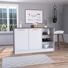 Tuhome Ginger Kitchen Island, Three Open Shelves, Two Cabinets, White/Dark Brown IBB7163